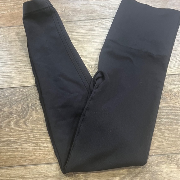 Spanx Look At Me Now Women's Leggings Black Sz L Double Layer Waistband Smooths - Picture 2 of 8